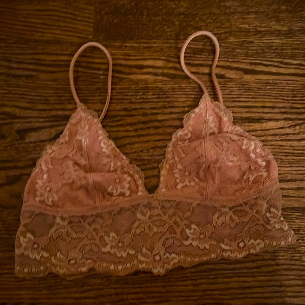 Free People Dusty Pink Floral Lace Bralette—Size S - Picture 3 of 3
